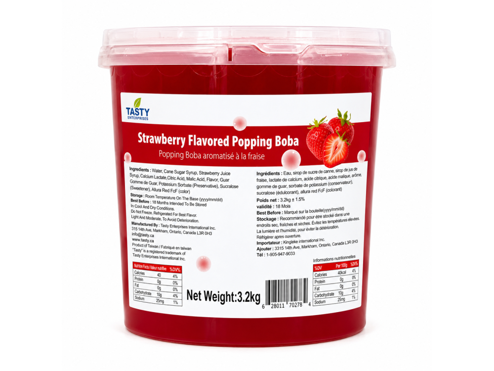 “Tasty” Strawberry Popping Boba