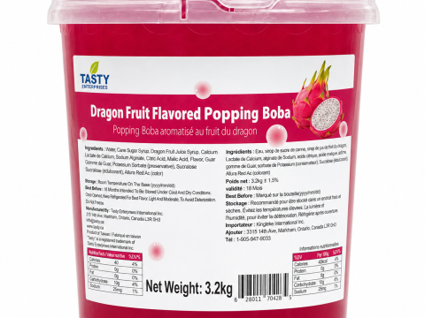 “Tasty” Dragon Fruit Popping Boba