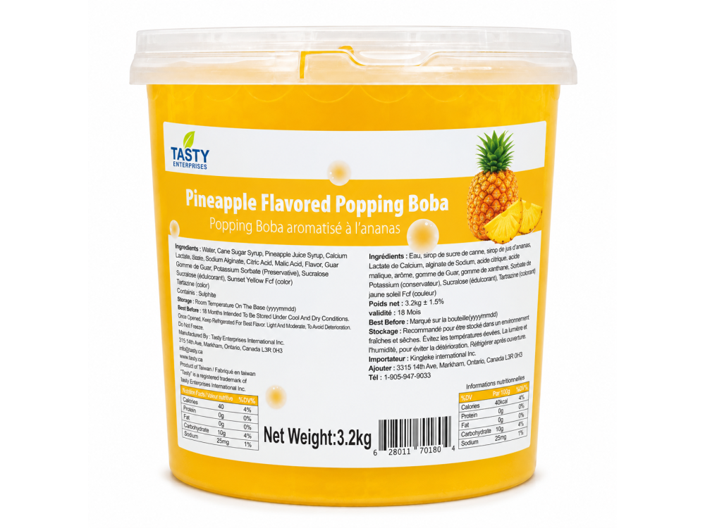 “Tasty” Pineapple Popping Boba