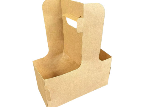 Kraft Portable Double Cup Paper Tray